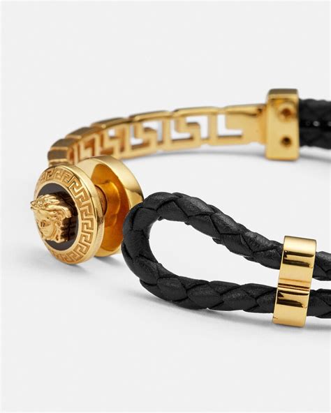 versace medusa head bracelet|versace medusa leather bracelet.